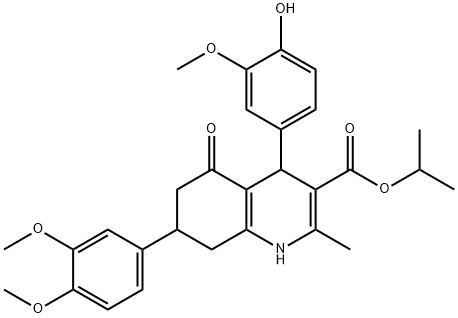 isopropyl 7-(3,4-dimethoxyphenyl)-4-(4-hydroxy-3-methoxyphenyl)-2-methyl-5-oxo-1,4,5,6,7,8-hexahydro-3-quinolinecarboxylate Struktur