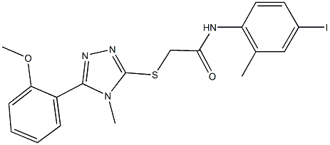 N-(4-iodo-2-methylphenyl)-2-({4-methyl-5-[2-(methyloxy)phenyl]-4H-1,2,4-triazol-3-yl}sulfanyl)acetamide Struktur