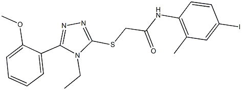 2-{[4-ethyl-5-(2-methoxyphenyl)-4H-1,2,4-triazol-3-yl]sulfanyl}-N-(4-iodo-2-methylphenyl)acetamide Struktur