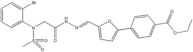 ethyl 4-[5-(2-{[2-bromo(methylsulfonyl)anilino]acetyl}carbohydrazonoyl)-2-furyl]benzoate Struktur