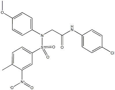 N-(4-chlorophenyl)-2-[({3-nitro-4-methylphenyl}sulfonyl)-4-methoxyanilino]acetamide Struktur