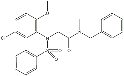 N-benzyl-2-[5-chloro-2-methoxy(phenylsulfonyl)anilino]-N-methylacetamide Struktur