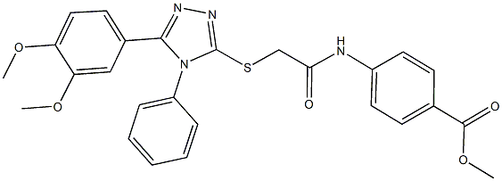 methyl 4-[({[5-(3,4-dimethoxyphenyl)-4-phenyl-4H-1,2,4-triazol-3-yl]sulfanyl}acetyl)amino]benzoate Struktur