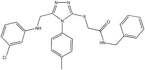 N-benzyl-2-{[5-[(3-chloroanilino)methyl]-4-(4-methylphenyl)-4H-1,2,4-triazol-3-yl]sulfanyl}acetamide Struktur