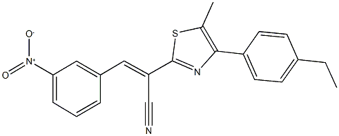 2-[4-(4-ethylphenyl)-5-methyl-1,3-thiazol-2-yl]-3-{3-nitrophenyl}acrylonitrile Struktur