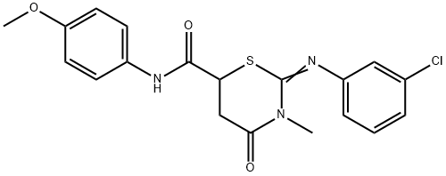 2-[(3-chlorophenyl)imino]-N-(4-methoxyphenyl)-3-methyl-4-oxo-1,3-thiazinane-6-carboxamide Struktur