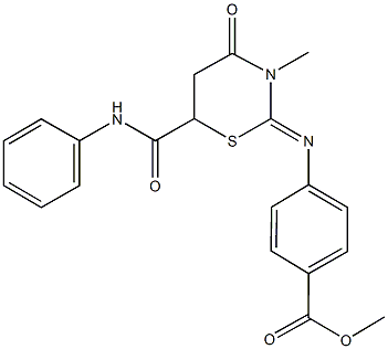 methyl 4-{[6-(anilinocarbonyl)-3-methyl-4-oxo-1,3-thiazinan-2-ylidene]amino}benzoate Struktur