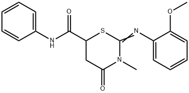 2-[(2-methoxyphenyl)imino]-3-methyl-4-oxo-N-phenyl-1,3-thiazinane-6-carboxamide Struktur