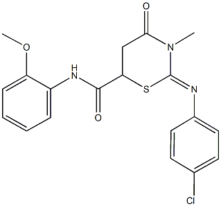 2-[(4-chlorophenyl)imino]-N-(2-methoxyphenyl)-3-methyl-4-oxo-1,3-thiazinane-6-carboxamide Struktur