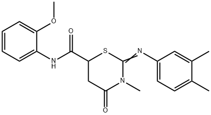 2-[(3,4-dimethylphenyl)imino]-N-(2-methoxyphenyl)-3-methyl-4-oxo-1,3-thiazinane-6-carboxamide Struktur