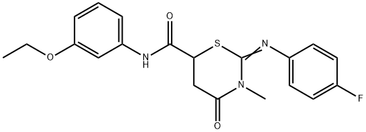 N-(3-ethoxyphenyl)-2-[(4-fluorophenyl)imino]-3-methyl-4-oxo-1,3-thiazinane-6-carboxamide Struktur