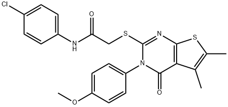 N-(4-chlorophenyl)-2-{[3-(4-methoxyphenyl)-5,6-dimethyl-4-oxo-3,4-dihydrothieno[2,3-d]pyrimidin-2-yl]sulfanyl}acetamide Struktur