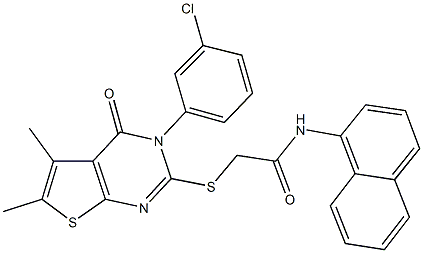 2-{[3-(3-chlorophenyl)-5,6-dimethyl-4-oxo-3,4-dihydrothieno[2,3-d]pyrimidin-2-yl]sulfanyl}-N-(1-naphthyl)acetamide Struktur