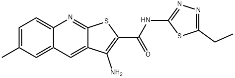 3-amino-N-(5-ethyl-1,3,4-thiadiazol-2-yl)-6-methylthieno[2,3-b]quinoline-2-carboxamide Struktur