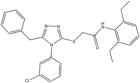 2-{[5-benzyl-4-(3-chlorophenyl)-4H-1,2,4-triazol-3-yl]sulfanyl}-N-(2,6-diethylphenyl)acetamide Struktur