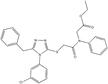 ethyl [({[5-benzyl-4-(3-chlorophenyl)-4H-1,2,4-triazol-3-yl]sulfanyl}acetyl)anilino]acetate Struktur