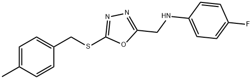 4-fluoro-N-[(5-{[(4-methylphenyl)methyl]sulfanyl}-1,3,4-oxadiazol-2-yl)methyl]aniline Struktur