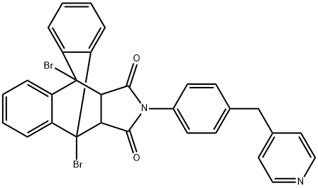 1,8-dibromo-17-[4-(4-pyridinylmethyl)phenyl]-17-azapentacyclo[6.6.5.0~2,7~.0~9,14~.0~15,19~]nonadeca-2,4,6,9,11,13-hexaene-16,18-dione Struktur