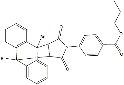 propyl 4-(1,8-dibromo-16,18-dioxo-17-azapentacyclo[6.6.5.0~2,7~.0~9,14~.0~15,19~]nonadeca-2,4,6,9,11,13-hexaen-17-yl)benzoate Struktur