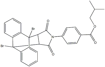 isobutyl 4-(1,8-dibromo-16,18-dioxo-17-azapentacyclo[6.6.5.0~2,7~.0~9,14~.0~15,19~]nonadeca-2,4,6,9,11,13-hexaen-17-yl)benzoate Struktur