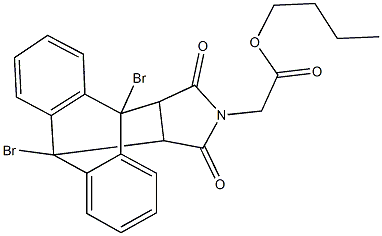 butyl (1,8-dibromo-16,18-dioxo-17-azapentacyclo[6.6.5.0~2,7~.0~9,14~.0~15,19~]nonadeca-2,4,6,9,11,13-hexaen-17-yl)acetate Struktur