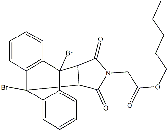 pentyl (1,8-dibromo-16,18-dioxo-17-azapentacyclo[6.6.5.0~2,7~.0~9,14~.0~15,19~]nonadeca-2,4,6,9,11,13-hexaen-17-yl)acetate Struktur