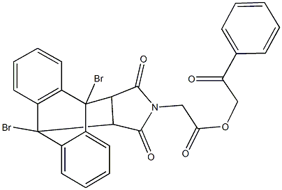 2-oxo-2-phenylethyl (1,8-dibromo-16,18-dioxo-17-azapentacyclo[6.6.5.0~2,7~.0~9,14~.0~15,19~]nonadeca-2,4,6,9,11,13-hexaen-17-yl)acetate Struktur