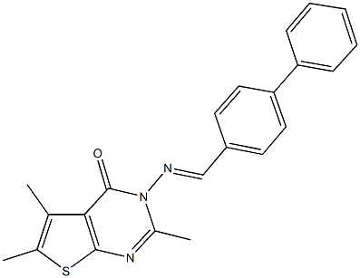 3-[([1,1'-biphenyl]-4-ylmethylene)amino]-2,5,6-trimethylthieno[2,3-d]pyrimidin-4(3H)-one Struktur