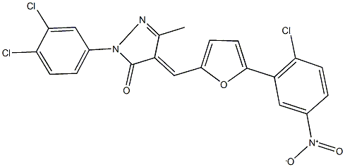 4-[(5-{2-chloro-5-nitrophenyl}-2-furyl)methylene]-2-(3,4-dichlorophenyl)-5-methyl-2,4-dihydro-3H-pyrazol-3-one Struktur