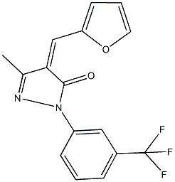 4-(2-furylmethylene)-5-methyl-2-[3-(trifluoromethyl)phenyl]-2,4-dihydro-3H-pyrazol-3-one Struktur