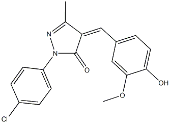 2-(4-chlorophenyl)-4-(4-hydroxy-3-methoxybenzylidene)-5-methyl-2,4-dihydro-3H-pyrazol-3-one Struktur