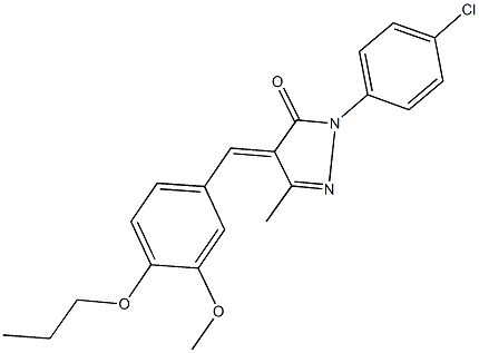 2-(4-chlorophenyl)-4-(3-methoxy-4-propoxybenzylidene)-5-methyl-2,4-dihydro-3H-pyrazol-3-one Struktur