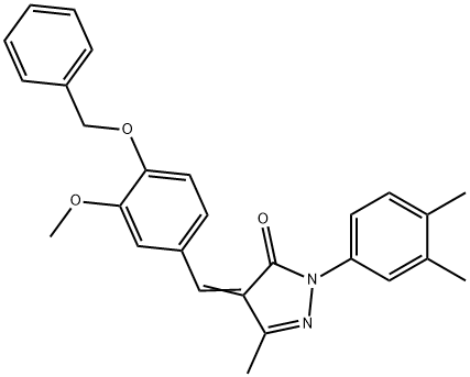 4-[4-(benzyloxy)-3-methoxybenzylidene]-2-(3,4-dimethylphenyl)-5-methyl-2,4-dihydro-3H-pyrazol-3-one Struktur