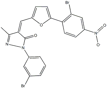 4-[(5-{2-bromo-4-nitrophenyl}-2-furyl)methylene]-2-(3-bromophenyl)-5-methyl-2,4-dihydro-3H-pyrazol-3-one Struktur