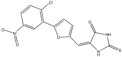 5-[(5-{2-chloro-5-nitrophenyl}-2-furyl)methylene]-2-thioxo-4-imidazolidinone Struktur