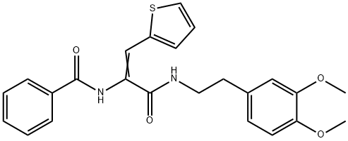 N-[1-({[2-(3,4-dimethoxyphenyl)ethyl]amino}carbonyl)-2-(2-thienyl)vinyl]benzamide Struktur