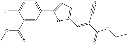 methyl 2-chloro-5-[5-(2-cyano-3-ethoxy-3-oxo-1-propenyl)-2-furyl]benzoate Struktur