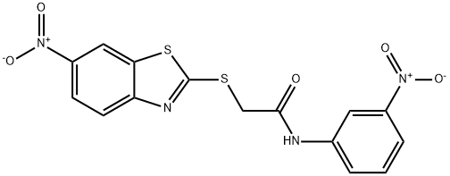 2-({6-nitro-1,3-benzothiazol-2-yl}sulfanyl)-N-{3-nitrophenyl}acetamide Struktur