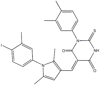 1-(3,4-dimethylphenyl)-5-{[1-(4-iodo-3-methylphenyl)-2,5-dimethyl-1H-pyrrol-3-yl]methylene}-2-thioxodihydro-4,6(1H,5H)-pyrimidinedione Struktur