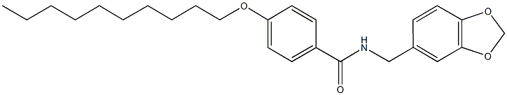 N-(1,3-benzodioxol-5-ylmethyl)-4-(decyloxy)benzamide Struktur