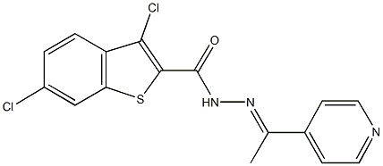 3,6-dichloro-N'-[1-(4-pyridinyl)ethylidene]-1-benzothiophene-2-carbohydrazide Struktur