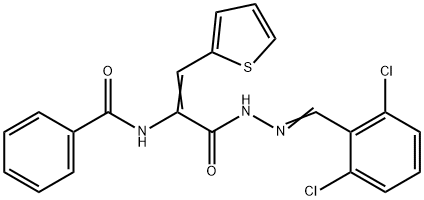 N-[1-{[2-(2,6-dichlorobenzylidene)hydrazino]carbonyl}-2-(2-thienyl)vinyl]benzamide Struktur