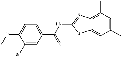 3-bromo-N-(4,6-dimethyl-1,3-benzothiazol-2-yl)-4-methoxybenzamide Struktur