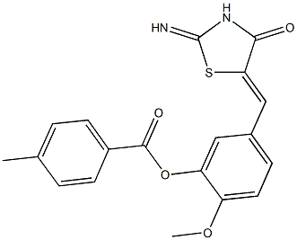 5-[(2-imino-4-oxo-1,3-thiazolidin-5-ylidene)methyl]-2-methoxyphenyl 4-methylbenzoate Struktur