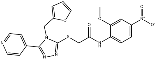 2-{[4-(furan-2-ylmethyl)-5-pyridin-4-yl-4H-1,2,4-triazol-3-yl]sulfanyl}-N-[4-nitro-2-(methyloxy)phenyl]acetamide Struktur