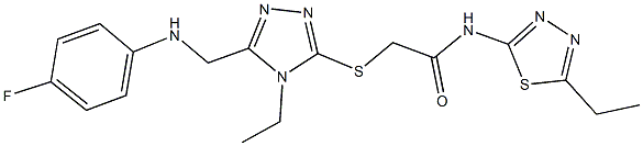 2-({4-ethyl-5-[(4-fluoroanilino)methyl]-4H-1,2,4-triazol-3-yl}sulfanyl)-N-(5-ethyl-1,3,4-thiadiazol-2-yl)acetamide Struktur