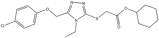 cyclohexyl [(5-{[(4-chlorophenyl)oxy]methyl}-4-ethyl-4H-1,2,4-triazol-3-yl)sulfanyl]acetate Struktur