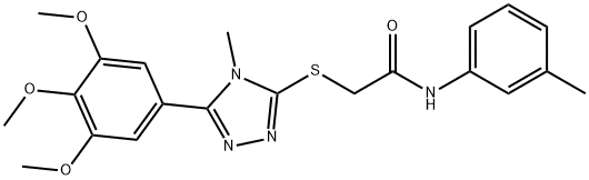 N-(3-methylphenyl)-2-({4-methyl-5-[3,4,5-tris(methyloxy)phenyl]-4H-1,2,4-triazol-3-yl}sulfanyl)acetamide Struktur