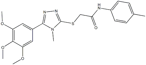 N-(4-methylphenyl)-2-({4-methyl-5-[3,4,5-tris(methyloxy)phenyl]-4H-1,2,4-triazol-3-yl}sulfanyl)acetamide Struktur