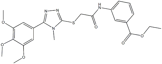 ethyl 3-[({[4-methyl-5-(3,4,5-trimethoxyphenyl)-4H-1,2,4-triazol-3-yl]sulfanyl}acetyl)amino]benzoate Struktur